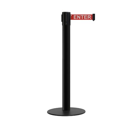 Montour Line Stanchion Belt Barrier Flat Base Black Post 14ft.Red Caution Belt MX650-BK-CAURW-140
